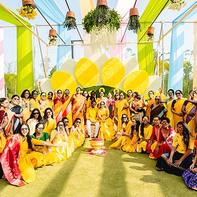 Fun-filled Haldi function celebration with vibrant decor at Go Ranch Resort