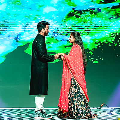 Sangeet ceremony with bride and groom performance at Go Ranch Resort