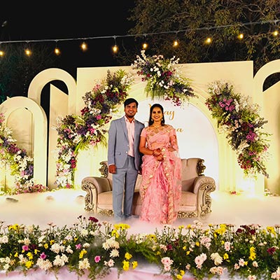 Stunning wedding reception with floral decorations at Go Ranch Resort